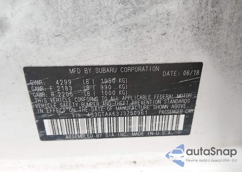 2018 Subaru Impreza 2.0I from USA, damaged, VIN 4S3GTAA63J3750961